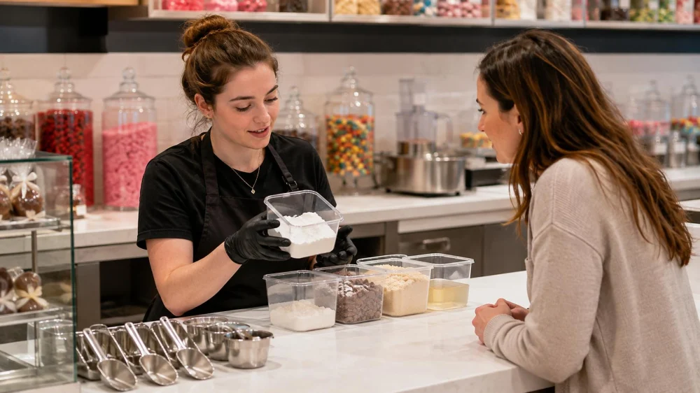 Candy Shop Dietary Request: Verify Ingredients and Shared Prep