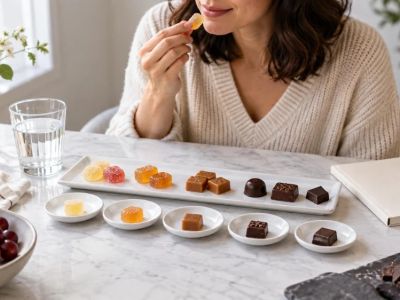 Candy Tasting Flight: Sequence Flavors, Water, and Notes
