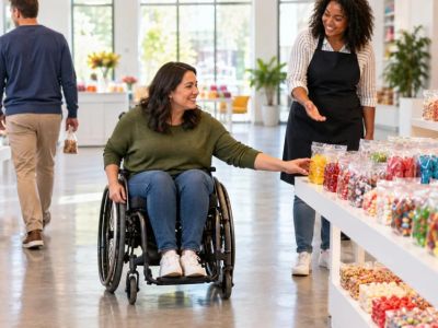 Candy Store Accessibility: Check Aisles, Displays, and Help