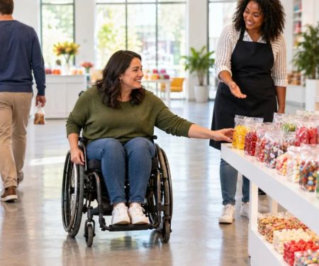 Candy Store Accessibility: Check Aisles, Displays, and Help